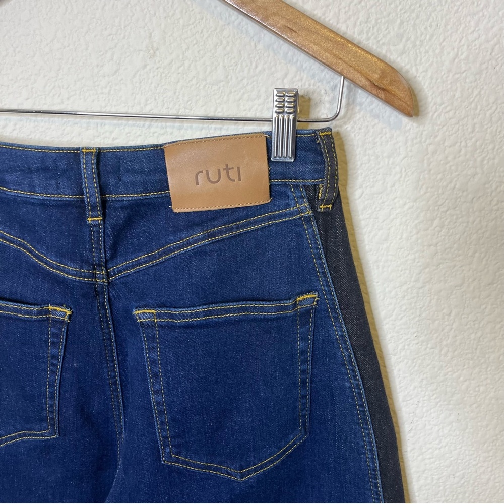 RUTI Women’s Two-Tone Dark Blue Jeans with Black Side Panel - Picture 9 of 12